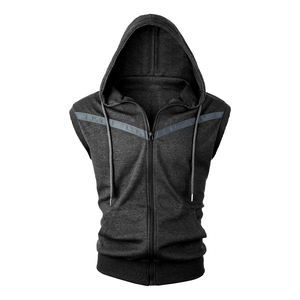 เสื้อมีฮู้ดแขนกุดสำหรับผู้ชายเสื้อผ้าเล่นกีฬาฟิตเนสเข้ายิมพิมพ์โลโก้ได้ตามต้องการ - Product Image 5