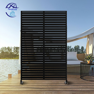 Clôture en métal découpée au laser, décorative pour l'intimité du jardin, noire, panneaux en aluminium de 4 pieds x 3 pieds, clôture en aluminium à 3 rails, noire - Product Image 1