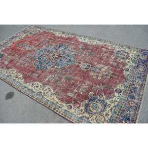 พรมวินเทจ 5.9x10.4 ฟุต (179x316 ซม.) ลายต้นไม้และพืชสีแดง พรมตุรกี - Product Image 4