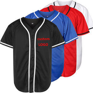 Camiseta de béisbol OEM para hombre, camisetas con botones, camisetas de béisbol personalizadas de manga corta en blanco, venta al por mayor - Product Image 1