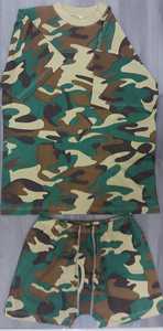 WOK Slim Fit 100% algodón malla manga corta Camiseta pantalones cortos de secado rápido transpirable camuflaje para verano entrenamiento al aire libre cuello redondo - Product Image 5