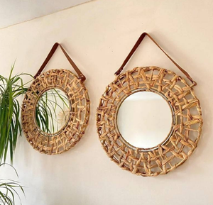 Espejo de pared de jacinto de agua tejido a mano bohemio moderno lujoso para decoración de cumpleaños en sala de estar dormitorio o entrada - Product Image 6