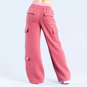 กางเกงขายาวผ้าแคนวาสเอวสูงทรงตรงแบบมีเชือกผูกสำหรับผู้หญิง - Product Image 2