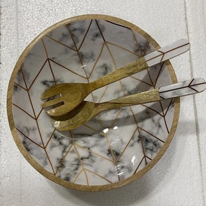 Ensaladera de madera de grado alimenticio de calidad superior, cuenco decorativo para servir, cuenco de fruta personalizado, juego de cuchara para ensalada, vajilla - Product Image 3