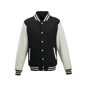 Chaqueta Universitaria de Béisbol de Alta Calidad con Mangas de Cuero y Lana, Cuello Alto, Invierno, Multicolor, Felpa Waffle - Product Image 5