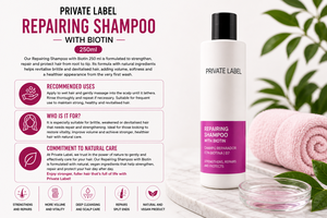 Champú Reparador con Biotina de Marca Privada 250ml OEM |   Champú Reparador para Cabello, Fortalecedor y Voluminizador, para Puntas Abiertas |   España UE - Product Image 3