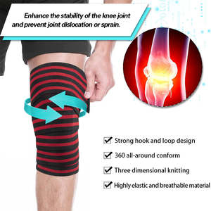 Cotton Wrist Straps Custom Logo Fitness Sports <b>Knee</b> Gym Breathable Elastic <b>Compression</b> Weightlifting Powerlifting <b>Knee</b> Wraps - Product Image 4