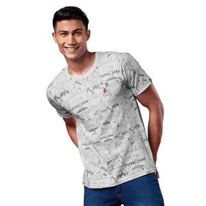 Gents için 2024 özelleştirilmiş yüksek kalite tamamen yüceltilmiş T shirt O boyun Polyester kumaş yaz açık tişörtlerin