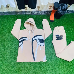 <b>Hoodie</b> and Flared Set Screen Printing <b>Work</b> Sleeve Logo Is Knitted Label With Neck Label Done by Tansy Industry - Product Image 1