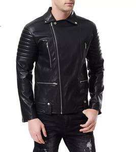 Veste à col montant coupe-vent en cuir PU pour hommes décontractés confortable et personnalisée en usine à bon prix en tissu de toile - Product Image 4