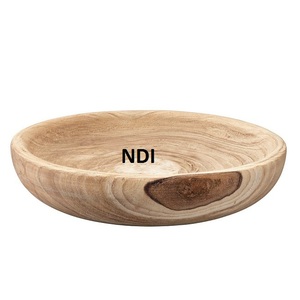 Tazón para servir frutas secas de diseñador de madera Natural de lujo, frutero profundo con acabado Natural para centros de mesa, frutero rústico - Product Image 1
