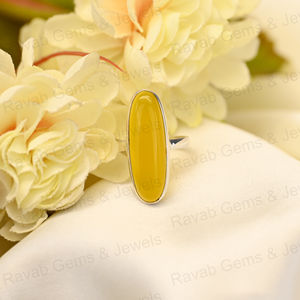 Christmas Selling Solid 925 Sterling Silver Yellow Chalcedony <b>Quartz</b> 10x30mm Oval Bezel Setting <b>Ring</b> for Women Handmade Jewelry - Product Image 5
