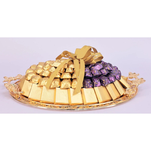 Plateau à chocolat en métal doré de haute qualité avec poignée bonbons au chocolat plaqué or plateaux de service présentoir à Dessert pour événement spécial - Product Image 2