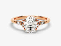 Bague de fiançailles élégante et tendance en diamant ovale cultivé en laboratoire, or rose, or blanc, argent, certifiée IGI, couleur D-E-F, pour femme