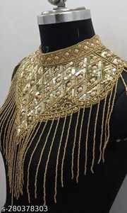 Cape burlesque élégante belle broderie droite perlée brins paillettes attache le cou pour la tenue de club de fête naturelle pour - Product Image 3