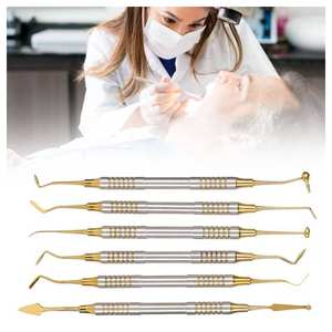 Instrumentos dentales de alta precisión Espátulas de relleno de resina compuesta de 6 piezas con cabezales chapados en titanio - Product Image 4