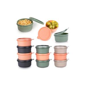 Mini scatola portaoggetti rotonda in 4 pezzi piccolo coperchio a tenuta stagna pratico cibo multiuso per Snack da Picnic