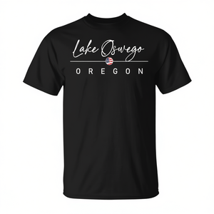 T-shirt Lake Oswego Oregon nera unisex per adulti taglia media - Product Image 2
