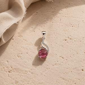 จี้ห้อยคอทำมือสีโรสโกลด์ประดับคริสตัลทัวร์มาลีนสีแชมเปญ - Product Image 3