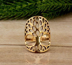 Super lucido oro pila 14k oro pieno di anello albero di alta qualità gioielli in ottone per le donne <span class=keywords><strong>uomo</strong></span> Midi nocche anello per Boho Look - Product Image 5