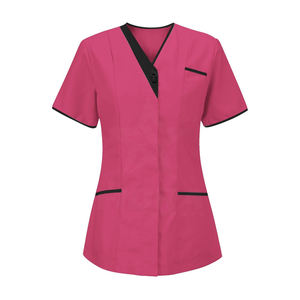 Wholesale High Quality Customized Men <b>Hospital</b> <b>Uniform</b> Nursing Scrubs Tops Turn-down Collar White Piping Healthcare Nurse Tunic - Product Image 5