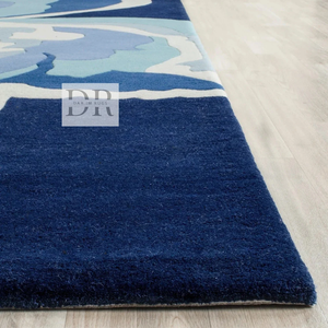 Luxe bleu océan Floral 3D Design moderne tapis touffeté à la main laine de haute qualité taille personnalisée pour la maison hôtel ou salon - Product Image 4