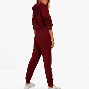 Ensemble sweat à capuche surdimensionné 100% coton de couleur unie pour femmes, vêtements d'extérieur décontractés au design personnalisé avec col à capuche pour l'hiver - Product Image 4