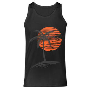 Débardeur de plage de couleur noire avec impression personnalisée respirant 94% coton 6% Spandex Slim Fit surdimensionné chemises sans manches d'été - Product Image 5