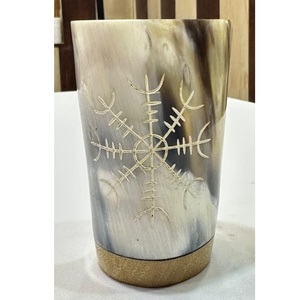 Authentic <b>Viking</b> <b>Cup</b> Genuine Horn <b>Cup</b> for Eco-Friendly Mead Drinking Styled with Animal & Religious Features - Product Image 6