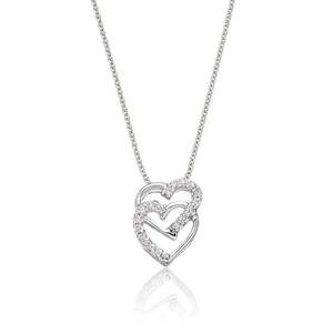 Interlocking <b>Heart</b> Zircon Pendant Necklace For Women 9ct Solid White Gold <b>Heart</b> Necklace Elegant Jewelry - Product Image 5