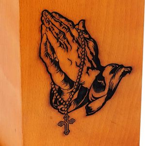 Rosewood <b>Wooden</b> Cremation <b>Urns</b> <b>for</b> Human <b>Ashes</b> Adult - Handcrafted Funeral Memorial (Praying Hand 250 Cubic Inches) - Product Image 2