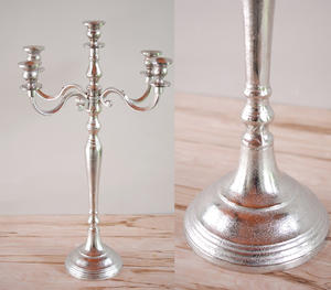 Candélabre en argent brut 5 bras dessus de table de mariage décoratif nouveau Design vente chaude candélabres faits à la main fabriqués pour la décoration - Product Image 1