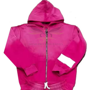High Quality Winter Distress Embroidery <b>Tracksuits</b> New Style Bulk Quantity Zipper Distress Embroidery <b>Tracksuits</b> - Product Image 2