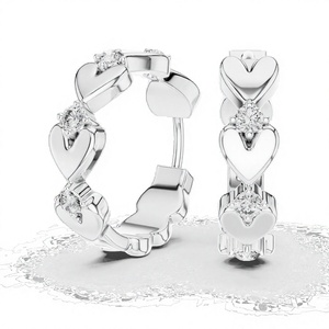 Pendientes de Aro con Moissanita en Forma de Corazón, Plata de Ley 925 - Product Image 1