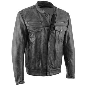 Veste en cuir marron pour homme, veste de moto en cuir véritable d'agneau - Product Image 3