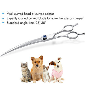 Ciseaux de toilettage pour animaux de compagnie à vis réglable en acier inoxydable avec lames tranchantes incurvées - Product Image 2