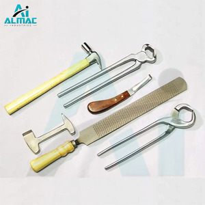 ALMAC 6 pcs Farrier Tool Kit Horse Hoof Buffer and Tools Includes Hoof Nippers Trimming <b>Knife</b> Loop <b>Knife</b> and Nail Clincher - Product Image 5
