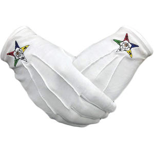 High Quality <b>White</b> Cotton Gloves for Freemasons Handcrafted Embroidery Crafts French Regalia Accessory Needlework - Product Image 5