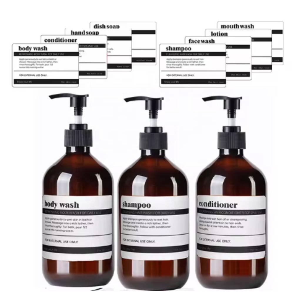 Factory Direct Sale Wholesale Price Fully Editable Shampoo Label Template Minimalist Soap Label Printable Body Wash Label
