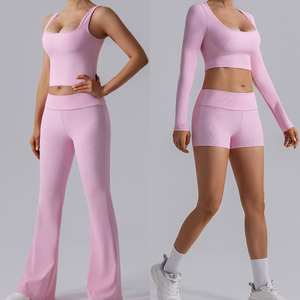 ชุดเสื้อผ้าเล่นโยคะของผู้หญิงชุดออกกำลังกายเล่นกีฬารัดรูประบายอากาศได้ดีแห้งเร็วดีไซน์ใหม่ - Product Image 4