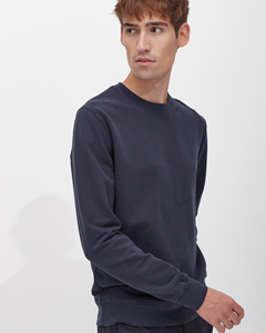 เสื้อสเวตเชิ้ตคอกลมสีน้ำเงินกรมท่าสำหรับผู้ชาย ทรงโอเวอร์ไซส์ ผ้าฝ้ายถัก 100%  แบบดิจิทัล เป็นมิตรกับสิ่งแวดล้อม กันลม สวมใส่สบายในฤดูหนาว - Product Image 6
