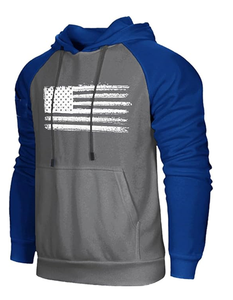 เสื้อฮู้ดผู้ชายลายธงชาติอเมริกา ผลิตจากโพลีเอสเตอร์ แขนยาวแบบแร็กแลน มีกระเป๋า - Product Image 3