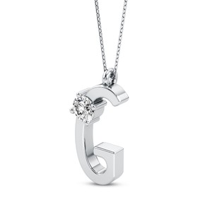 Colgante Personalizado con Inicial de Diamante Cultivado en Laboratorio VVS VS EF, Plata de Ley 925 con Acabado en Oro, Colgante Solitario con Letra Mayúscula - Product Image 5