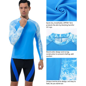 Men's Rash Guard Shirts UPF 50+ <b>Long</b> <b>Sleeve</b> <b>Swim</b> Shirts UV Sun Protection Compression Gym Shirts for Fishing Swimming - Product Image 5