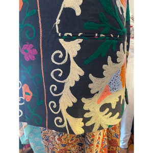 Chaqueta Nehru Vintage de Lujo para Hombre, Terciopelo Oscuro con Bordado Suzani, Cierre de Cremallera, Tallas XS a 6XL, Abrigo Vintage de Primavera - Product Image 4