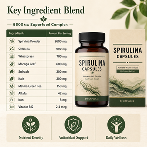 Matrice de superaliments avancée : <span class=keywords><strong>Spiruline</strong></span> avec Moringa et Thé Vert Matcha – Soutien Antioxydant Quotidien – Vente en Gros OEM/ODM - Product Image 6