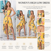 Robe florale asymétrique pour femmes, col en V, bretelles réglables, robe décontractée d'été, robe longue de plage pour les vacances