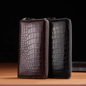 Cartera de cuero personalizada hecha a mano unisex de cocodrilo personalizada para uso unisex con diseño de logotipo personalizado - Product Image 2