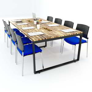 Acacia Wood Conference <b>Table</b> 120x240cm with Industrial Iron Legs <b>Office</b> Furniture for Hotel - Product Image 3