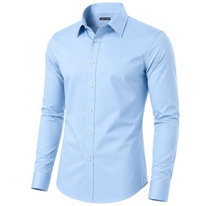 <b>Men's</b> Casual Autumn Breathable Solid Woven Long Sleeve <b>Stretch</b> Dress <b>Shirt</b> (Sizes S to 3XL) - Product Image 2
